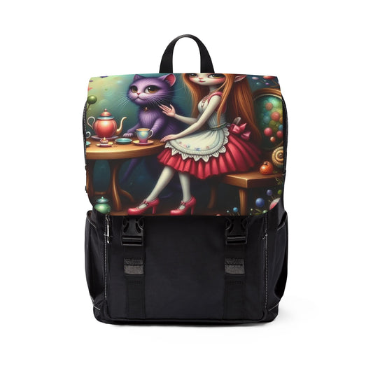 Whimsical Art Backpack for Everyday Adventure, Alice in Wonderland, Unique Gift for Students, Art Lover’s Bag, Back to School Essentials