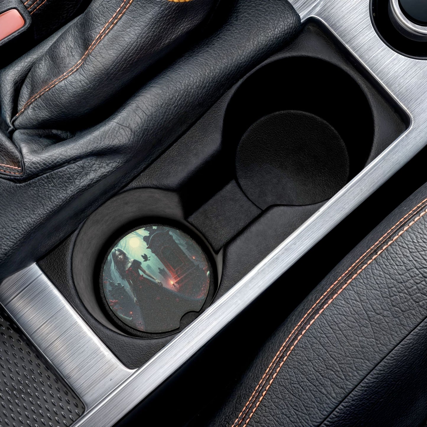 Gothic Soapstone Car Coasters | Unique Auto Decor | Halloween Gift, Car Accessories, Custom Drink Holder, Witchy Decor, Spooky Home Decor