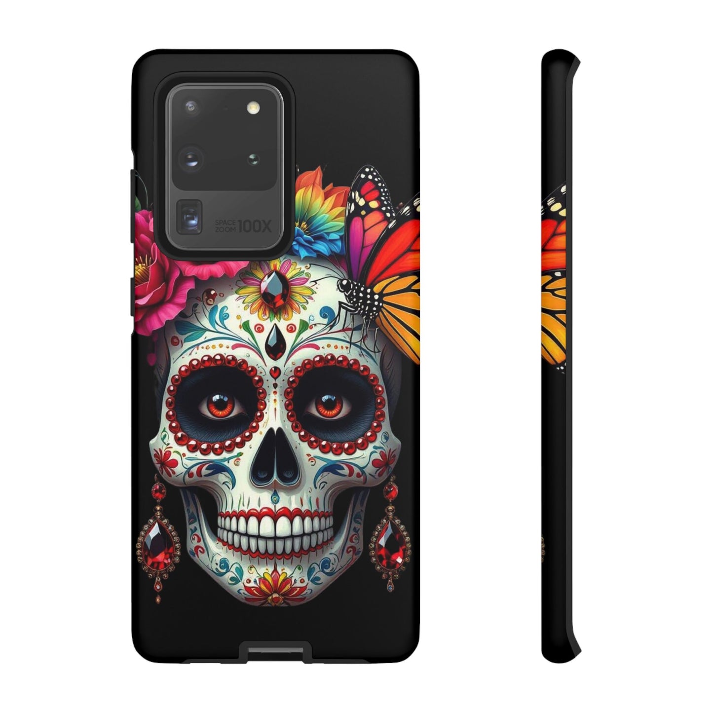 Colorful Sugar Skull Phone Case, Day of the Dead Case, Floral Phone Cover, Flower Skull Design, Edgy Phone Accessory