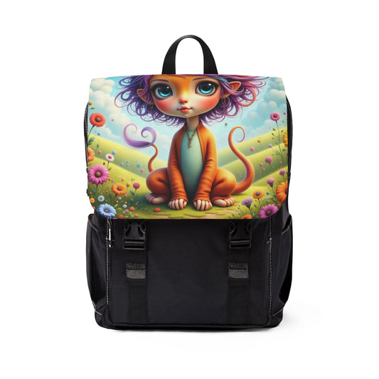 Whimsical Art Print Backpack, Casual Shoulder Bag, Cute Kid's Gift, Backpack for School, Artistic Daypack