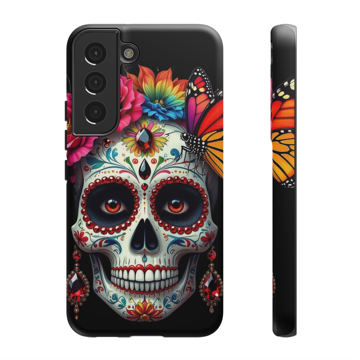 Colorful Sugar Skull Phone Case, Day of the Dead Case, Floral Phone Cover, Flower Skull Design, Edgy Phone Accessory