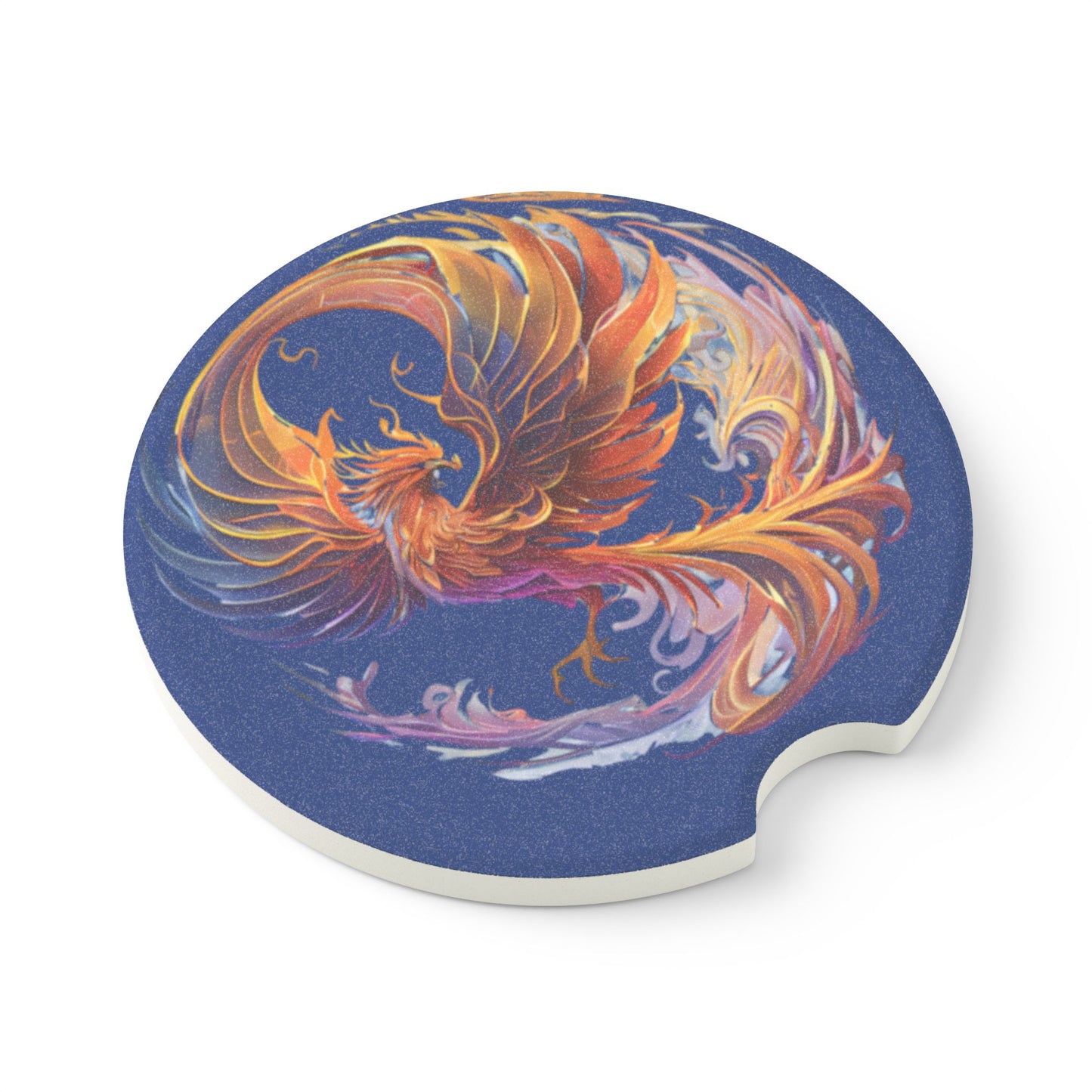 Phoenix Soapstone Car Coaster, Artistic Coaster for Cars, Unique Car Accessory, Gift for Drivers, Decor for Auto Enthusiasts