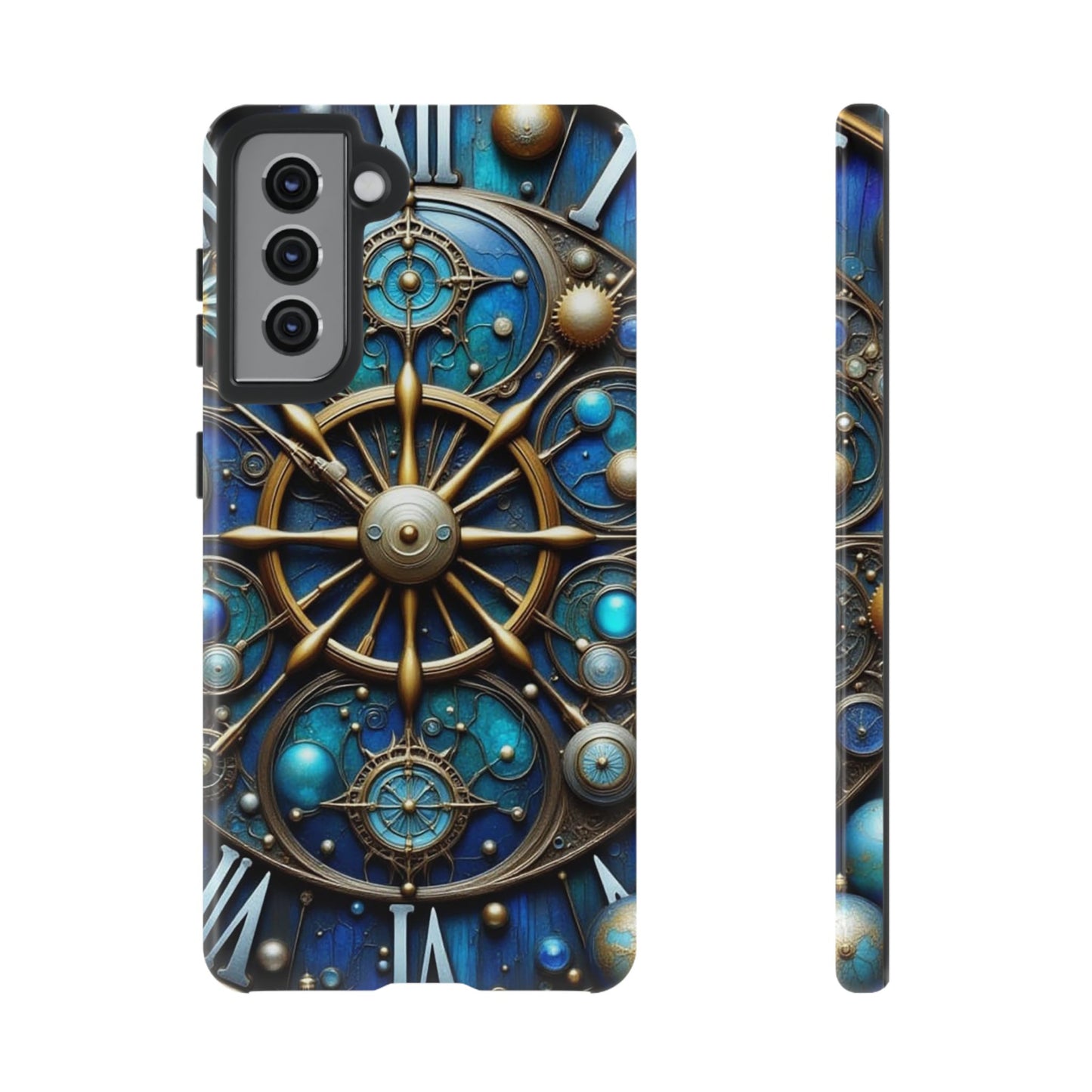 Stylish Phone Cases for Adventurers, Unique Phone Cover, Gift for Friends, Gold and Blue Steampunk Design, Tough Protective Case, Artistic [...]