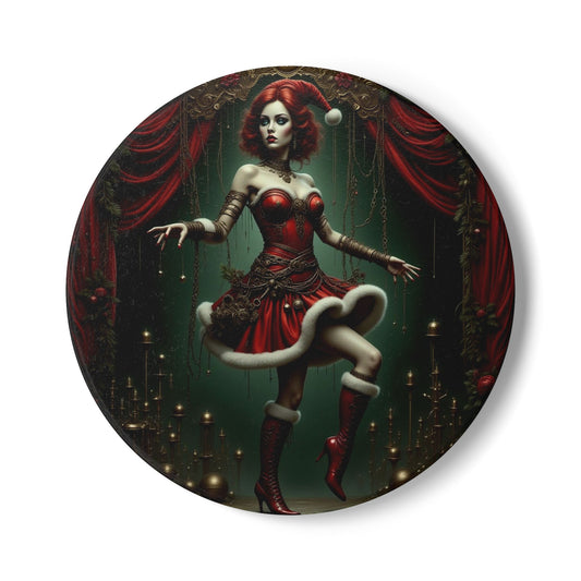 Festive Holiday Ceramic Coaster, Christmas Drinkware, Vintage Christmas Art, Home Decor, Creepy Christmas Designs, Winter Decor