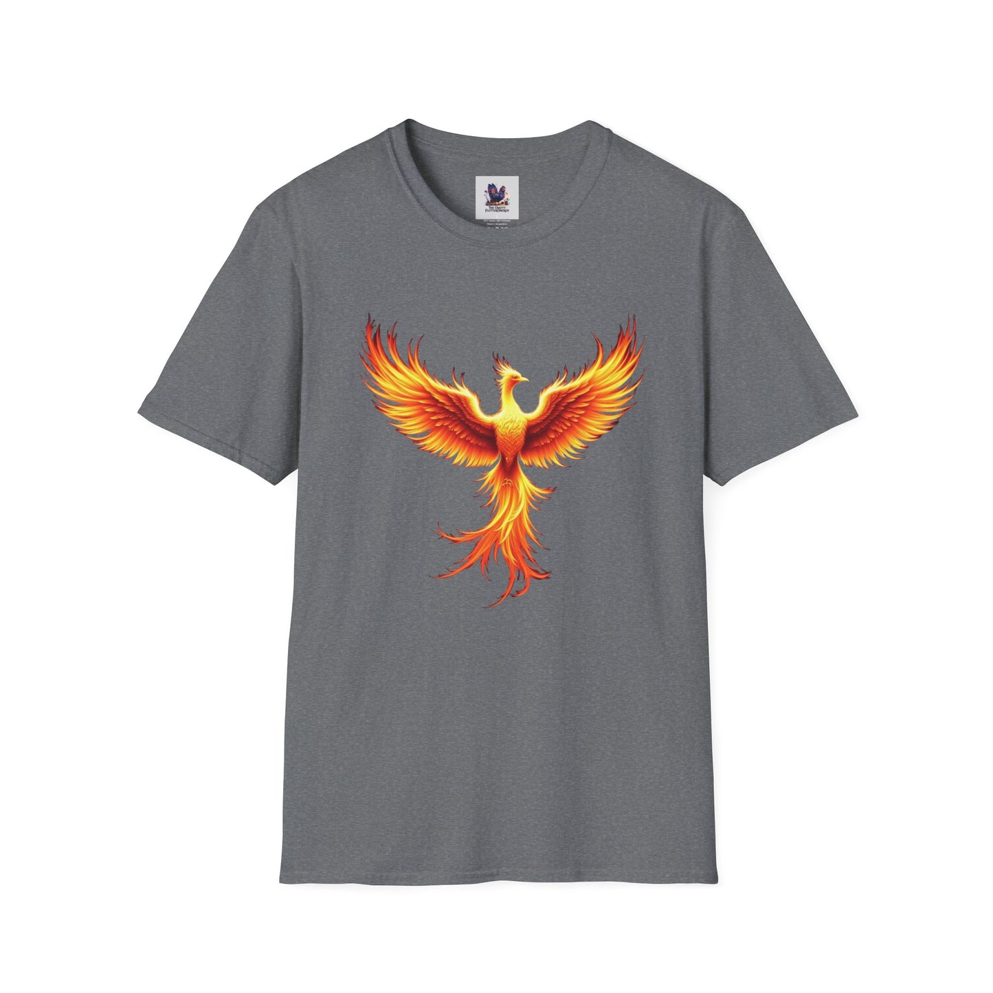 Colorful Phoenix Art Unisex Softstyle T-Shirt, Colorful Tee, Nature-Inspired Apparel, Cute Graphic Shirt