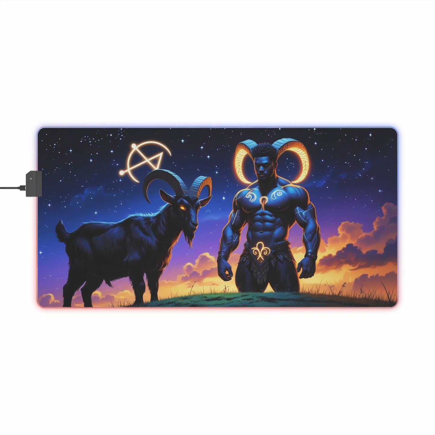 LED Gaming Mouse Pad with Mystic Design, Gamer Accessories, Desk Decor, Computer Gaming Gift, LED Illumination