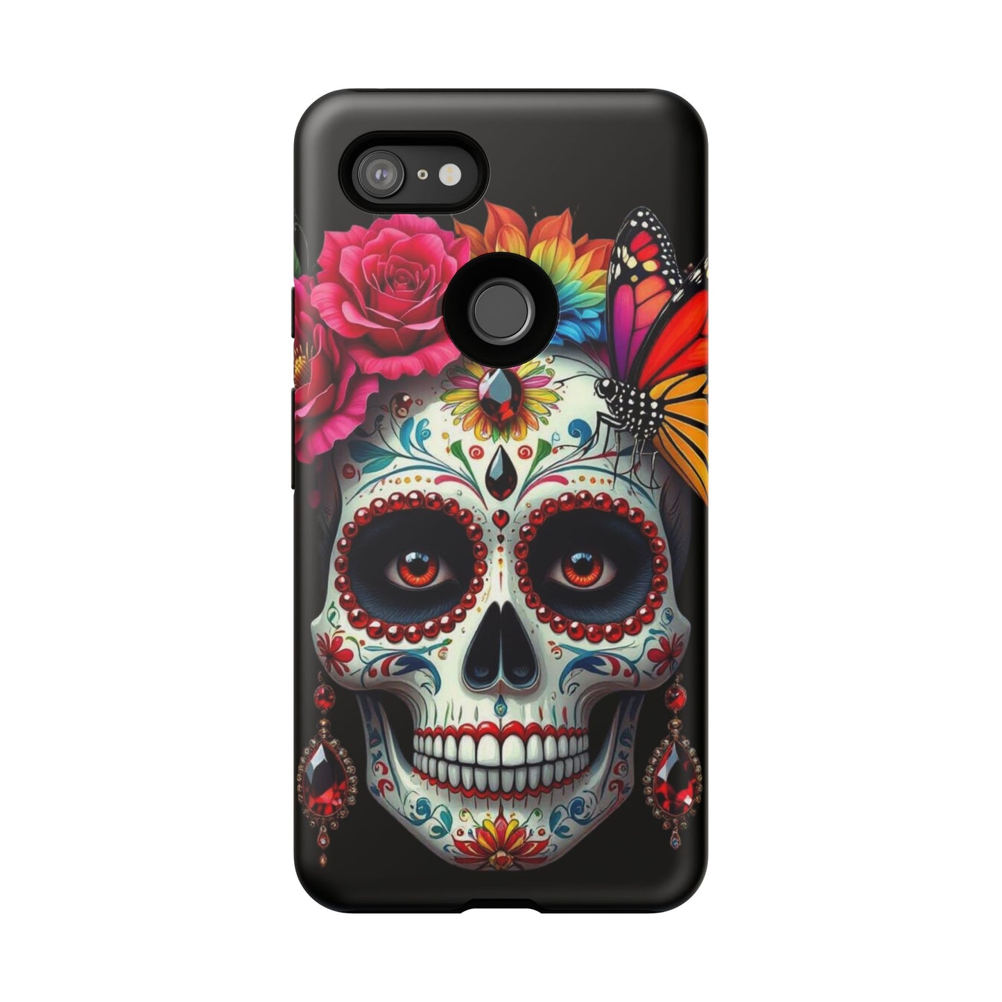 Colorful Sugar Skull Phone Case, Day of the Dead Case, Floral Phone Cover, Flower Skull Design, Edgy Phone Accessory