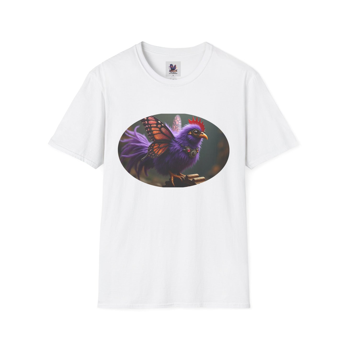 Colorful Purple Steampunk Chicken Unisex Soft style T-Shirt, Colorful Tee, Cute Graphic Shirt