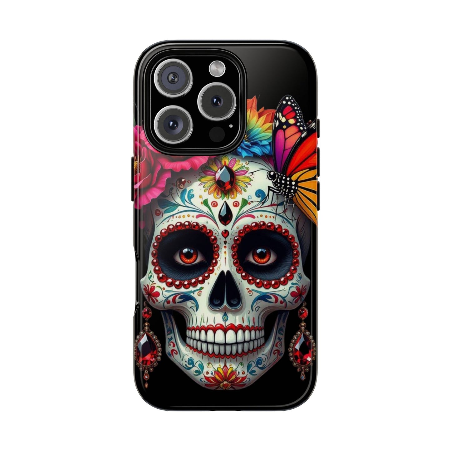 Colorful Sugar Skull Phone Case, Day of the Dead Case, Floral Phone Cover, Flower Skull Design, Edgy Phone Accessory