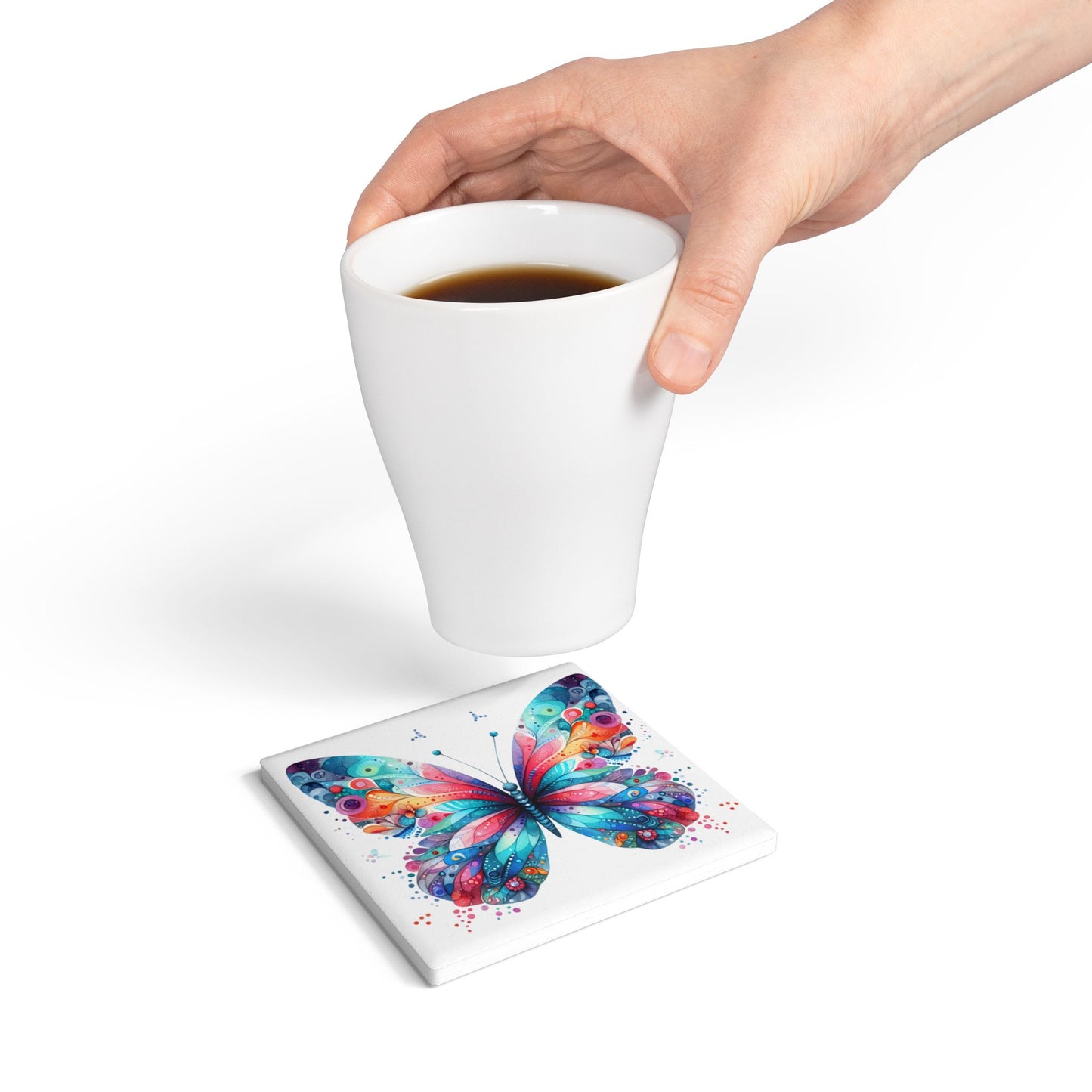 Ceramic Coaster, Colorful Butterfly, Unique Designs, Gift Ideas