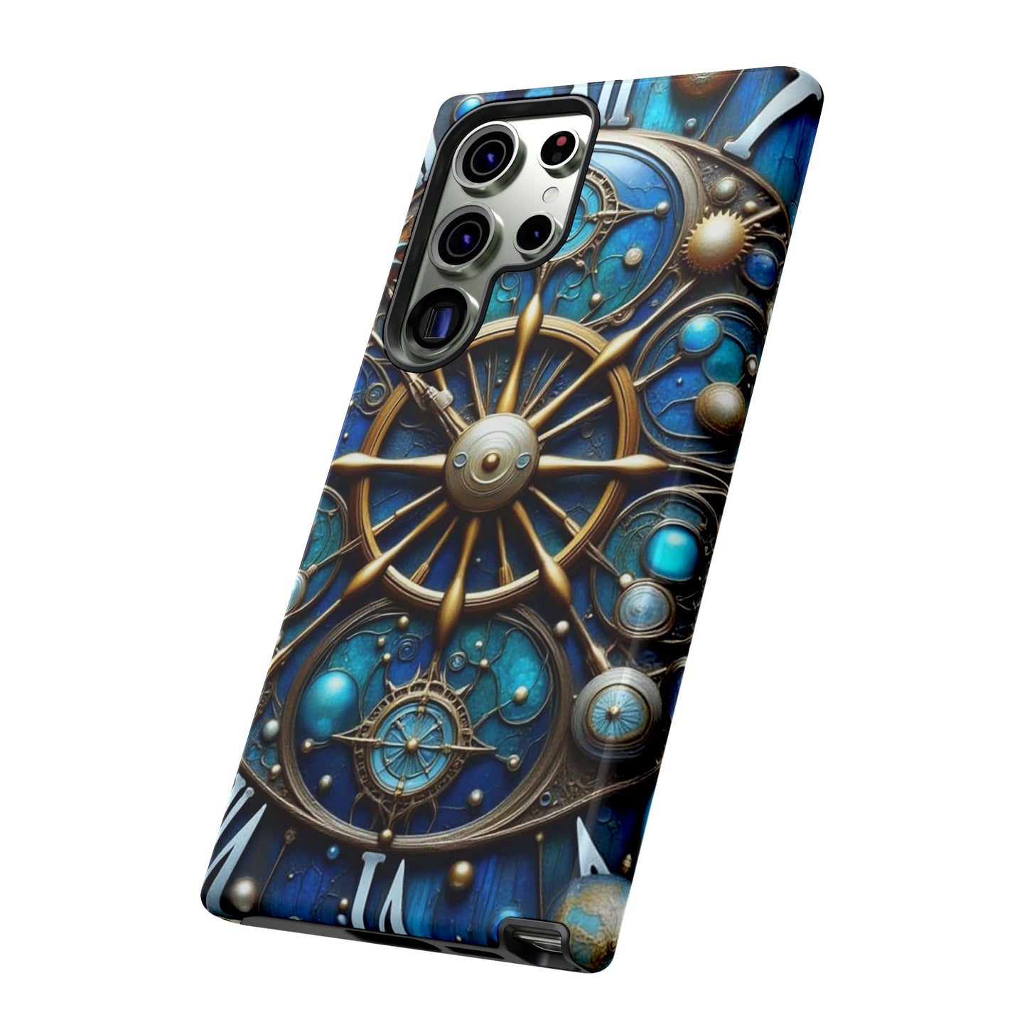 Stylish Phone Cases for Adventurers, Unique Phone Cover, Gift for Friends, Gold and Blue Steampunk Design, Tough Protective Case, Artistic [...]