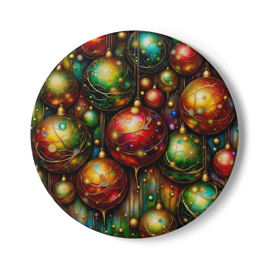 Festive Holiday Ceramic Coaster Set, Christmas Decor, Colorful Drink Coaster, Gift for Hostess, Party Supplies, Holiday Tableware