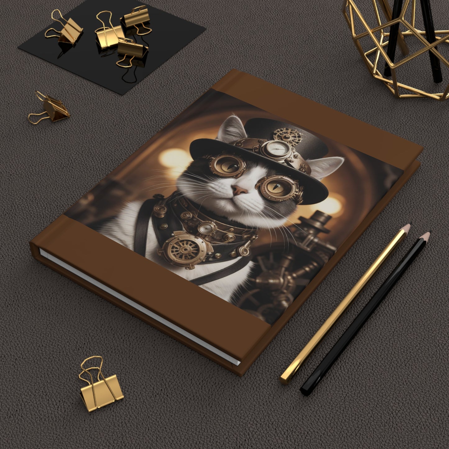 Steampunk Cat Journal, Vintage Style Notebook, Cat Lover Gift, Unique Writing Journal, Creative Gift for Writers