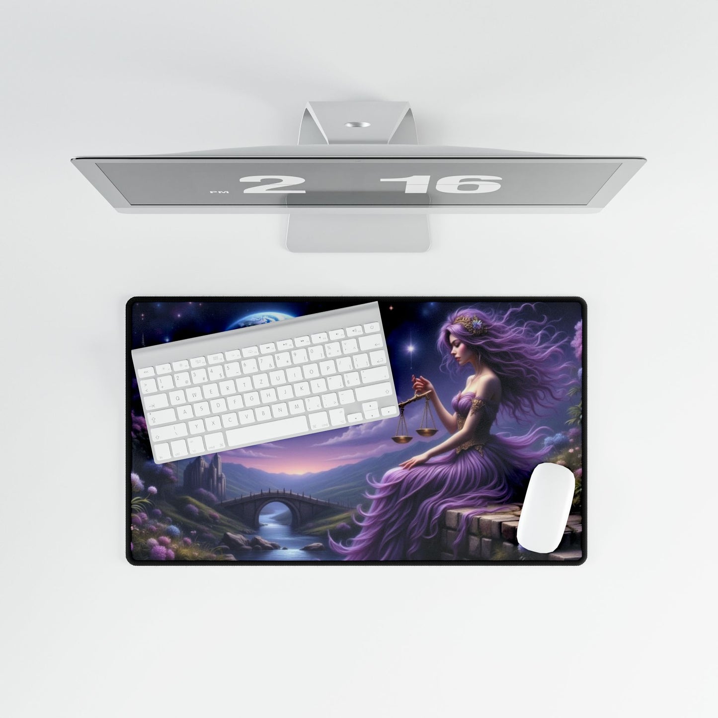 Mystical Balance Desk Mat - Enchanting Cosmic Design, Office Decor, Gift for Zodiac Lovers, Astrology Enthusiasts, Home Office Essentials