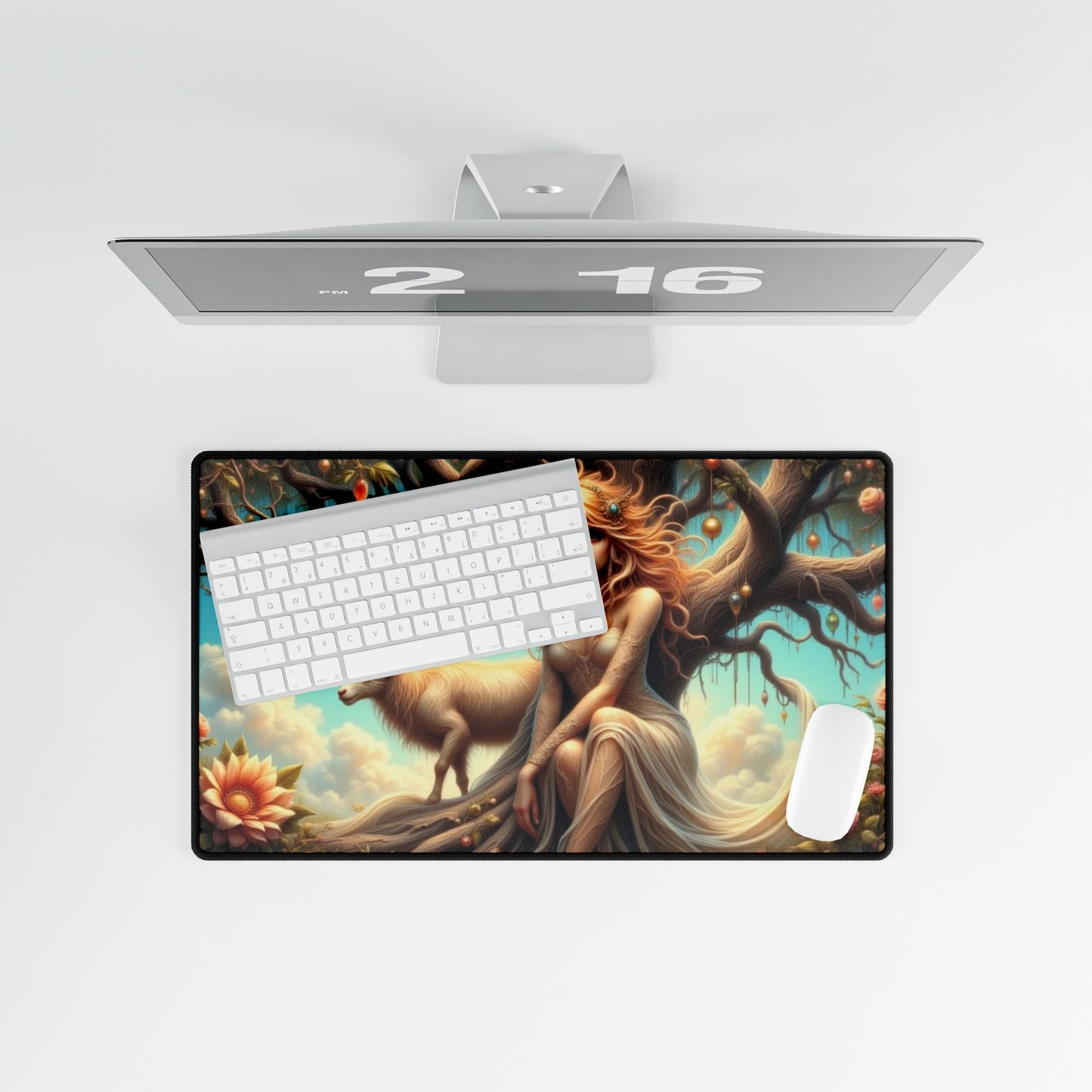 Artistic Desk Mat with Nature Scene, Desk Accessories, Home Office Decor, Gift for Creatives, Unique Workstation Mat