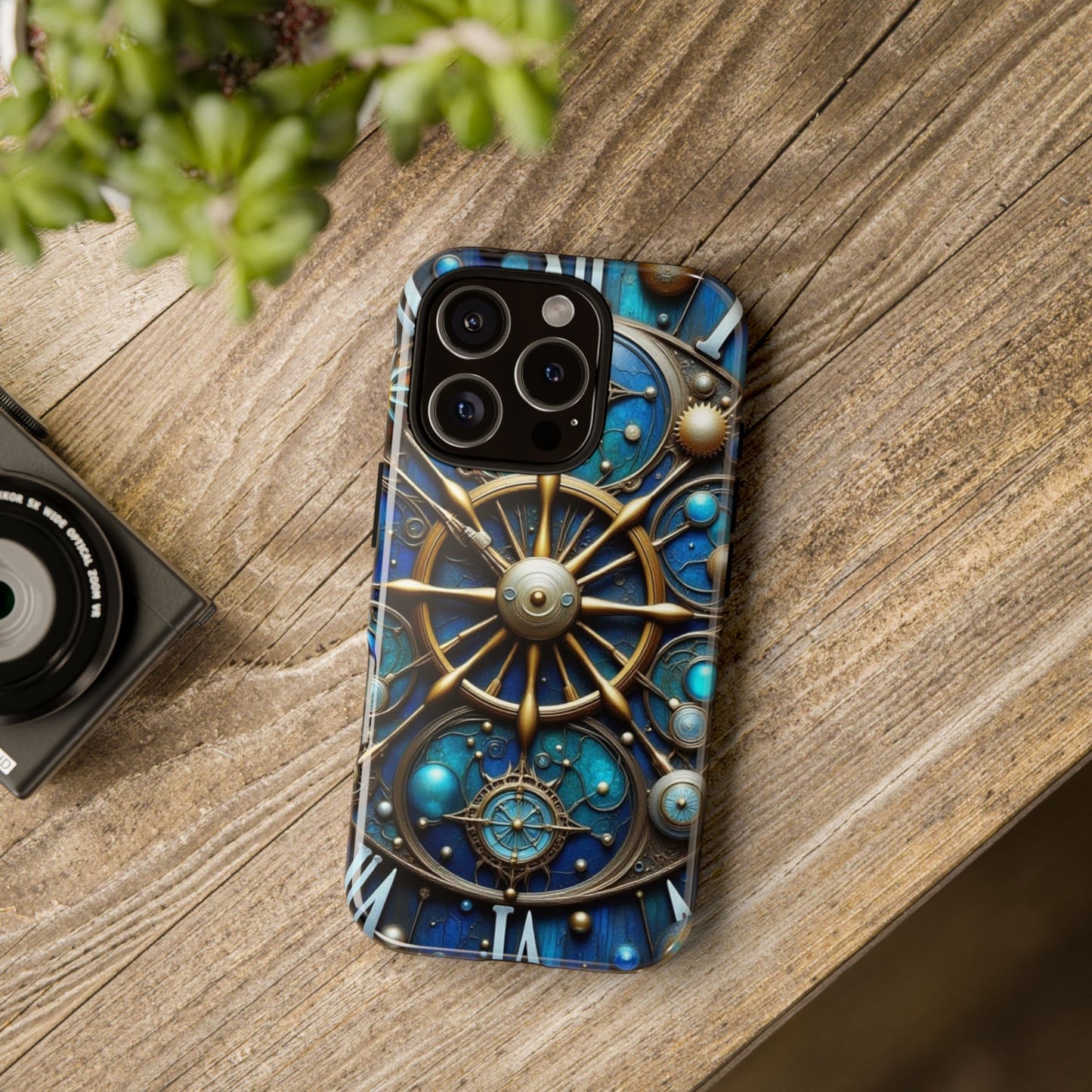 Stylish Phone Cases for Adventurers, Unique Phone Cover, Gift for Friends, Gold and Blue Steampunk Design, Tough Protective Case, Artistic [...]
