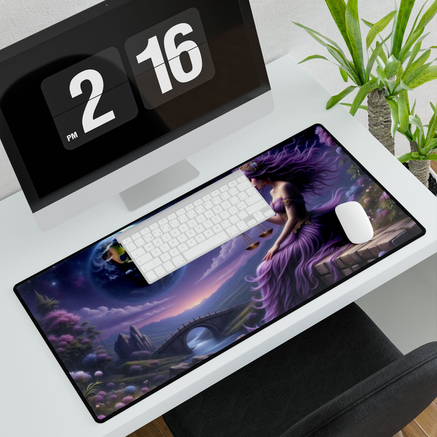 Mystical Balance Desk Mat - Enchanting Cosmic Design, Office Decor, Gift for Zodiac Lovers, Astrology Enthusiasts, Home Office Essentials