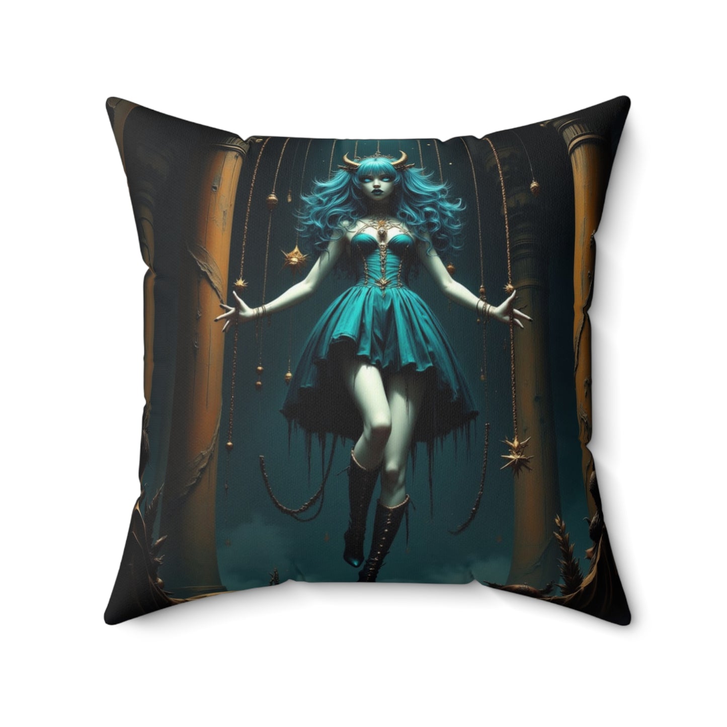 Enchanting Puppet Master Throw Pillow, Fantasy Home Decor, Art Pillows, Gifts for Dreamers, Unique Demonic Cushion for Occasions