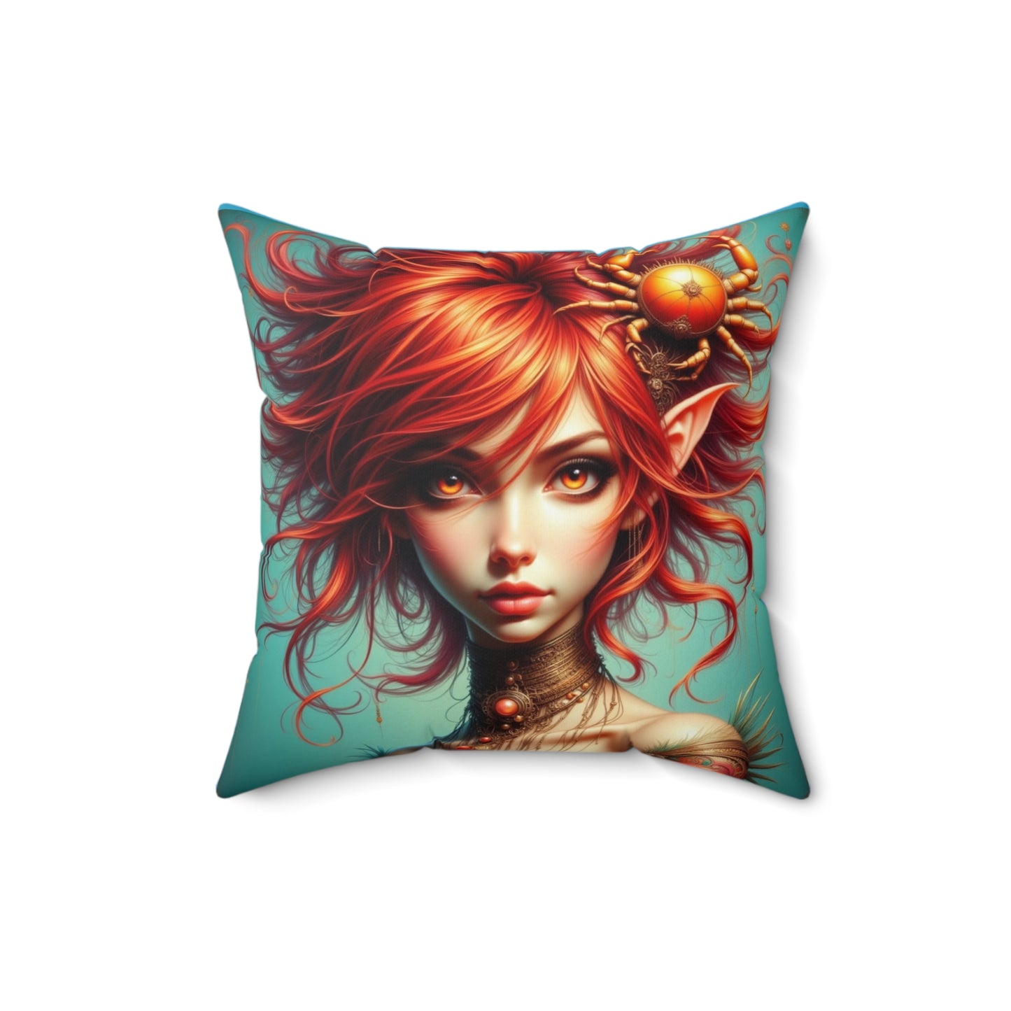 Zodiac Cancer, Whimsical Art Pillow, Decorative Throw Pillow with Fantasy Design, Boho Home Decor, Gift for Art Lovers, Unique Accent Cushion