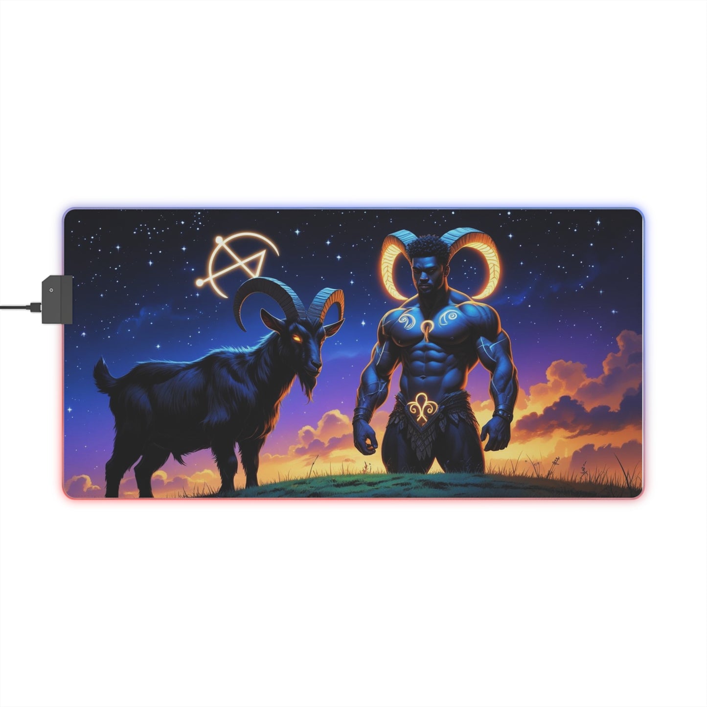 LED Gaming Mouse Pad with Mystic Design, Gamer Accessories, Desk Decor, Computer Gaming Gift, LED Illumination