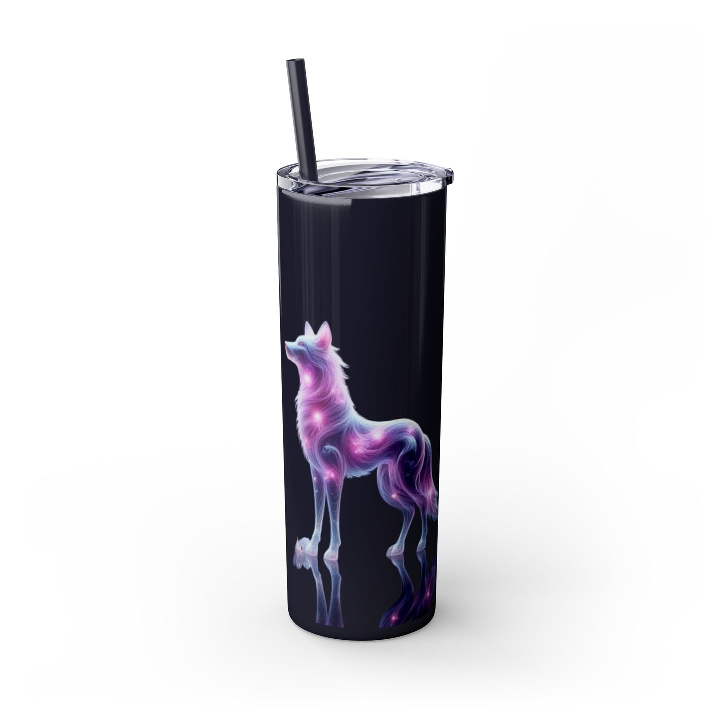 Sparkle Black Wolves, Timber Wolves, Crystal Wolves Tumbler with Straw, 20oz
