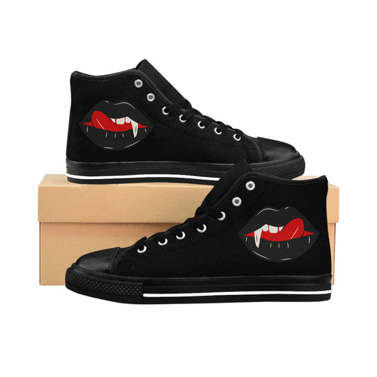 Vampire Kiss Sneakers - Stylish High-Top Shoes for Halloween, Unique Gift for Her, Trendy Casual Footwear, Gothic Fashion, Spooky [...]