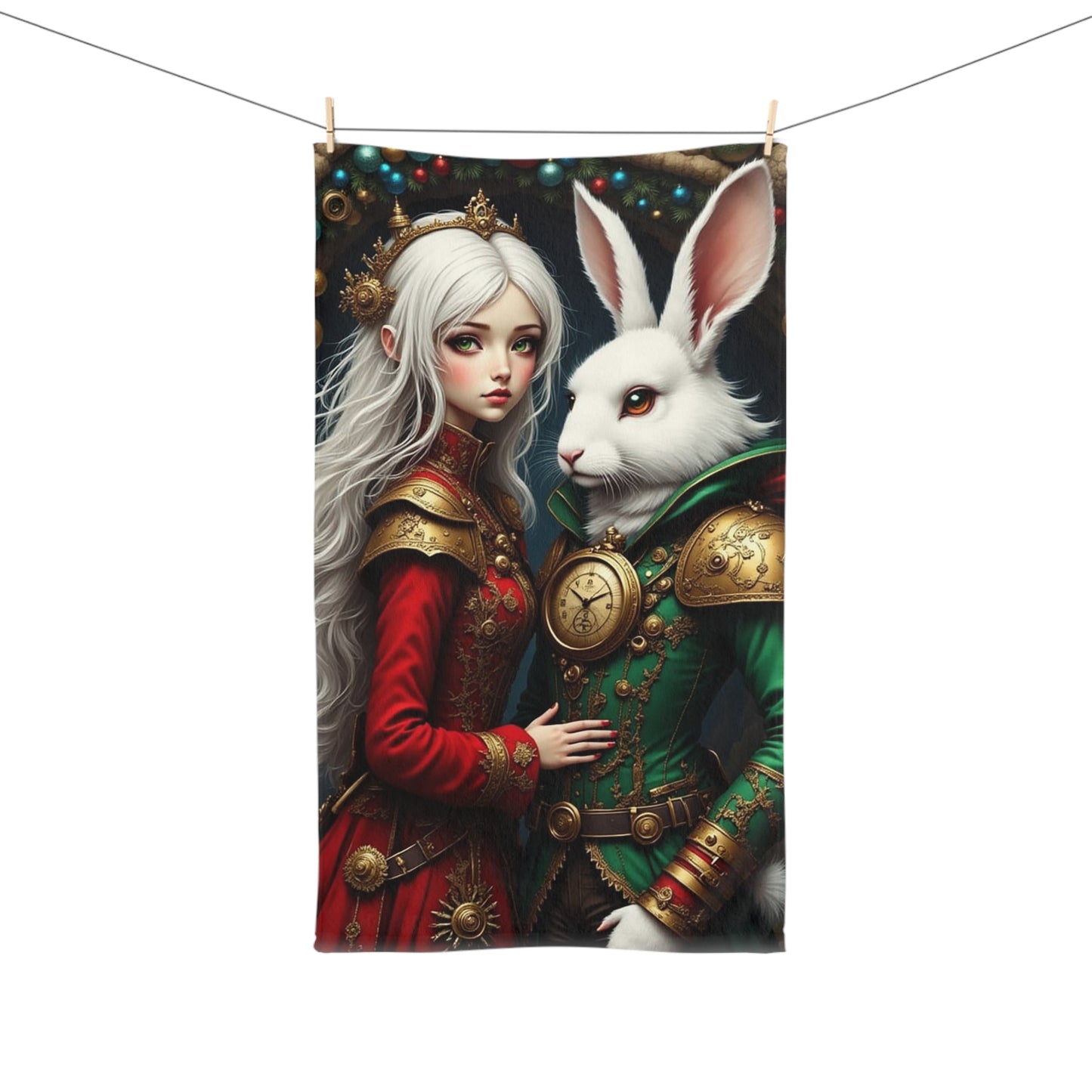 Fairytale-Themed Hand Towel, Alice in Wonderland Decor, Fantasy Kitchen Towel, Christmas Gift, Whimsical Bathroom Accessory