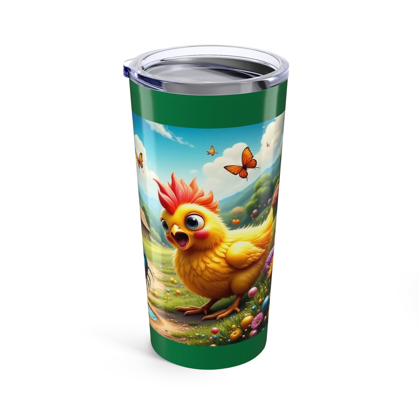Colorful Cute Chickens, Whimsical Farmhouse Tumbler 20oz | Colorful Garden Design, Perfect for Gifting, Travel, and Everyday Use, Ideal for Nature Lovers
