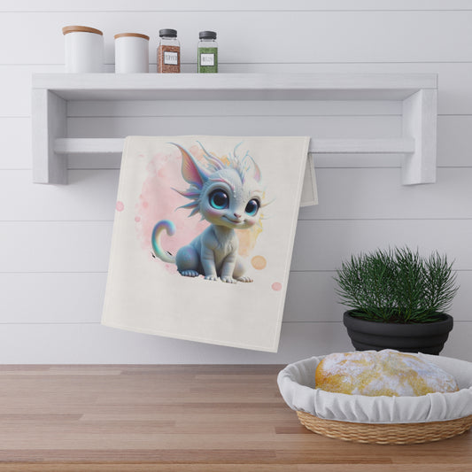 Baby Dragon Luna, Tea Towels (cotton, poly)
