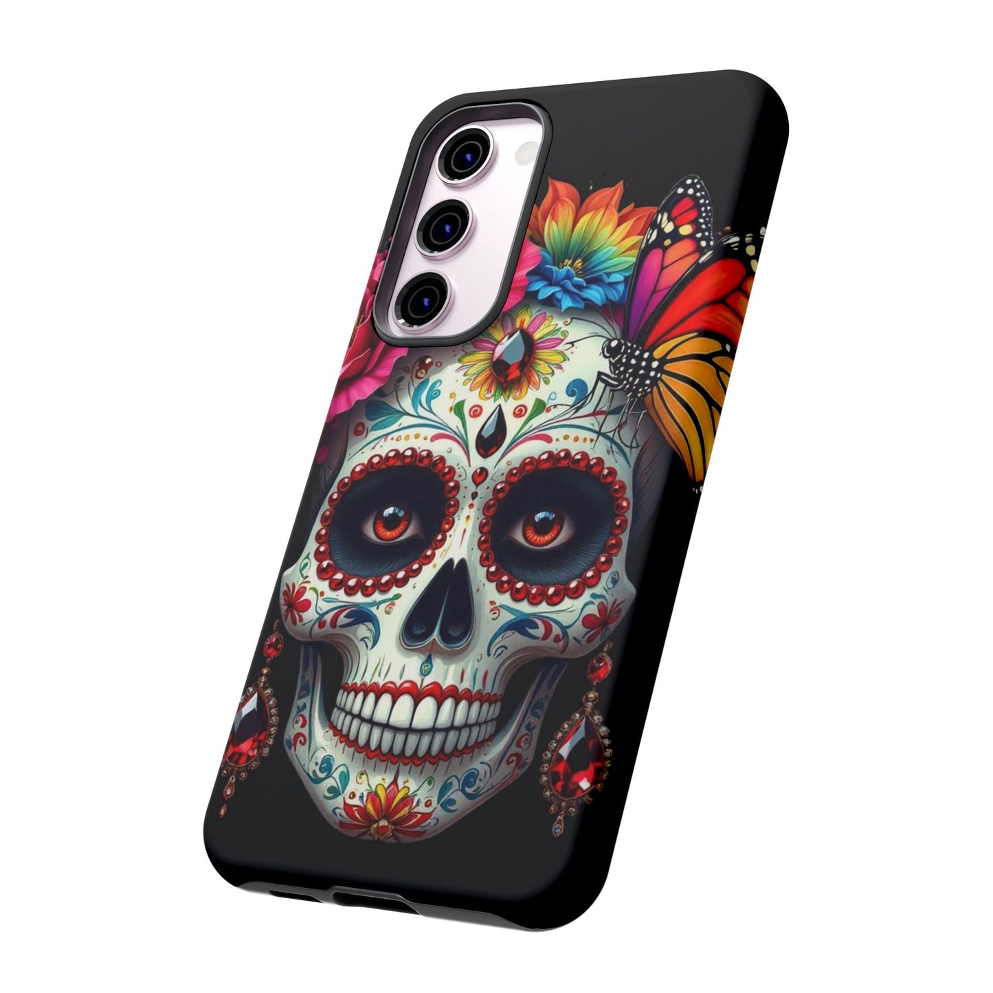 Colorful Sugar Skull Phone Case, Day of the Dead Case, Floral Phone Cover, Flower Skull Design, Edgy Phone Accessory