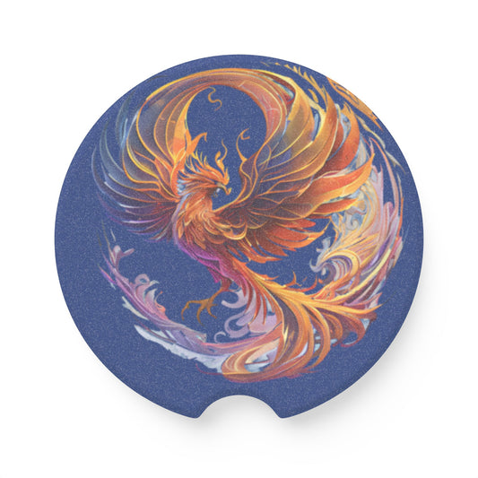 Phoenix Soapstone Car Coaster, Artistic Coaster for Cars, Unique Car Accessory, Gift for Drivers, Decor for Auto Enthusiasts