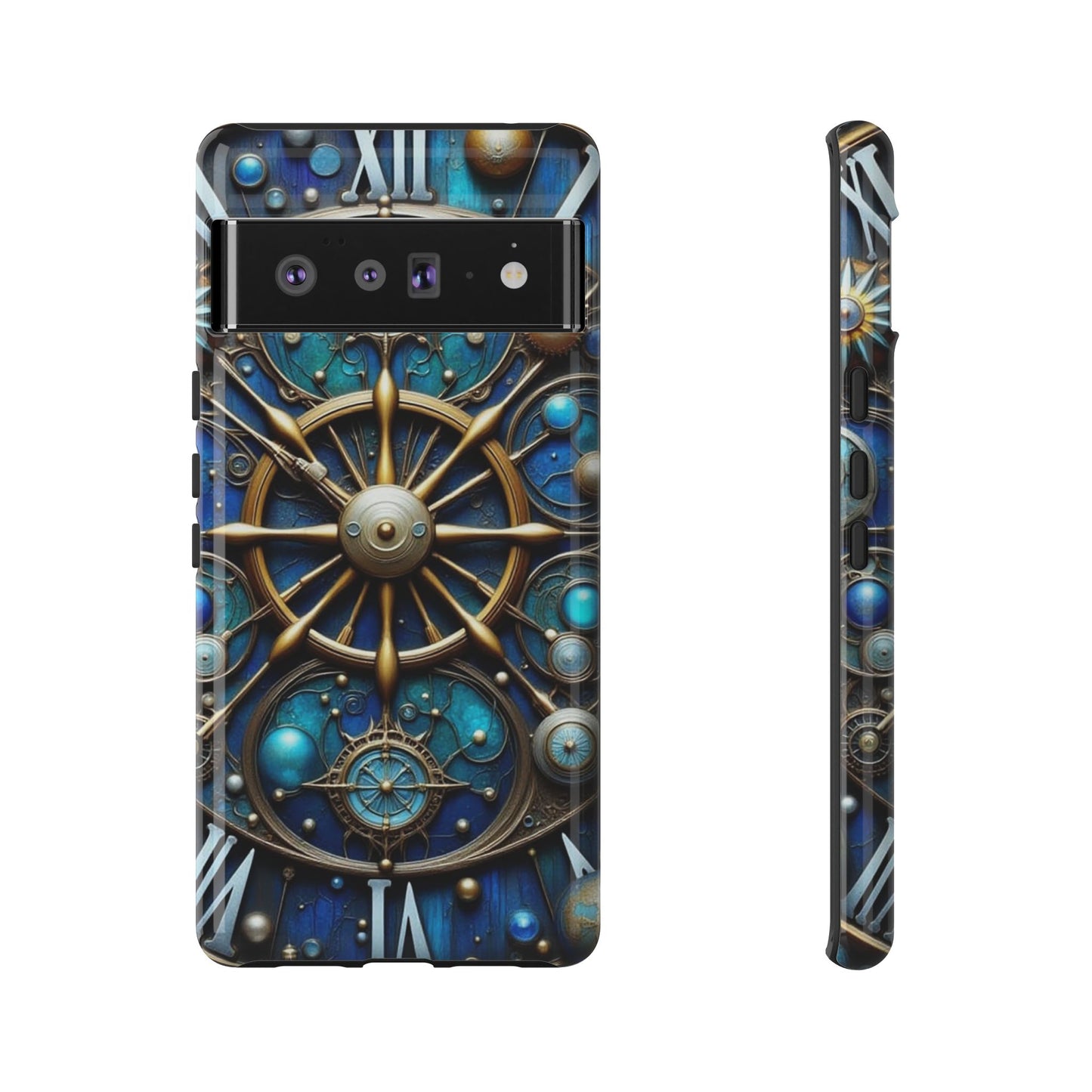 Stylish Phone Cases for Adventurers, Unique Phone Cover, Gift for Friends, Gold and Blue Steampunk Design, Tough Protective Case, Artistic [...]