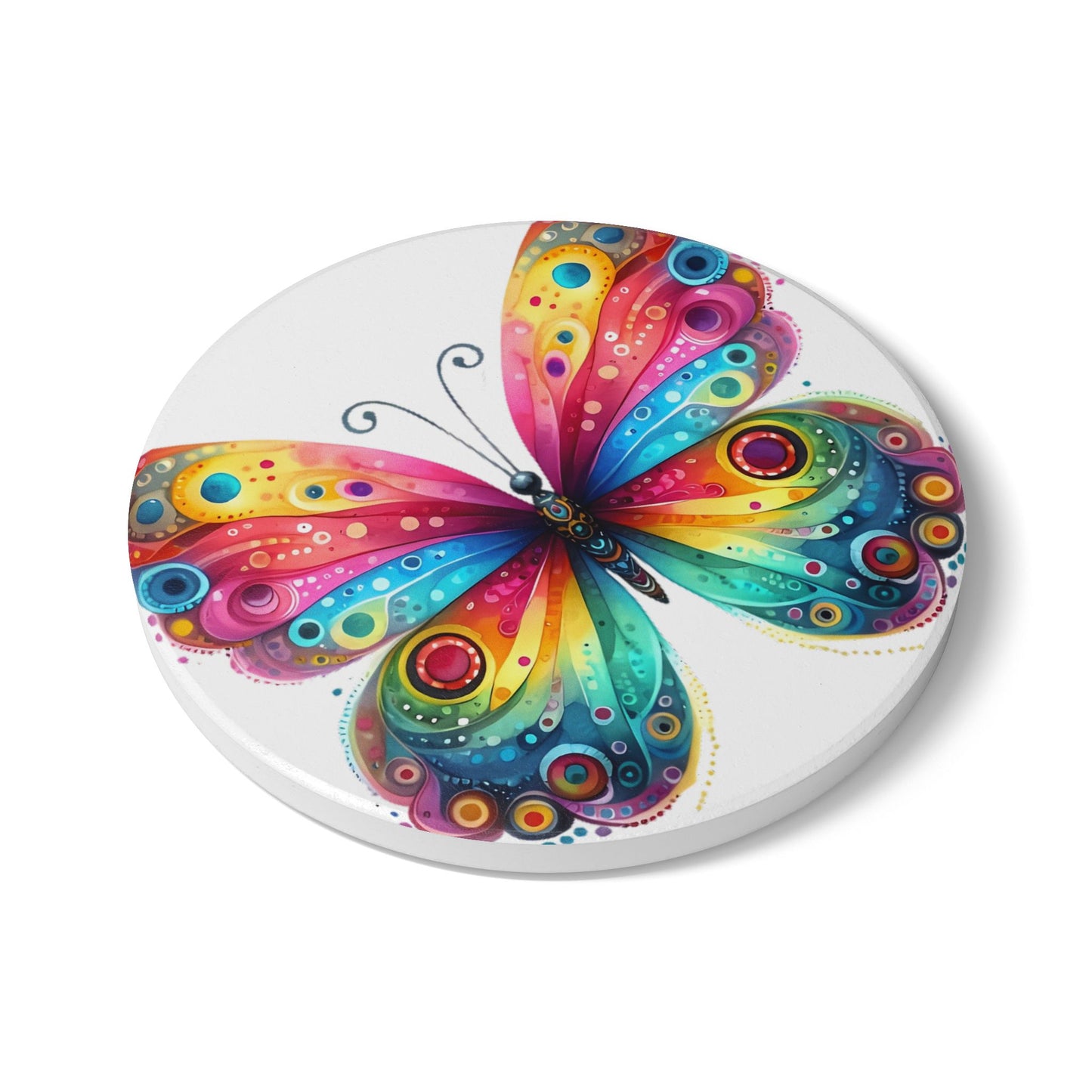 Ceramic Coaster, Rainbow Butterfly