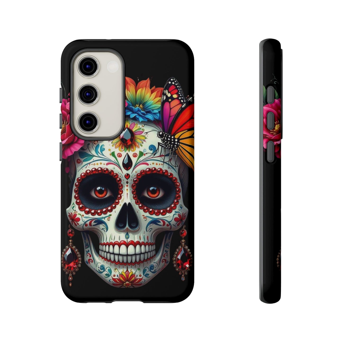 Colorful Sugar Skull Phone Case, Day of the Dead Case, Floral Phone Cover, Flower Skull Design, Edgy Phone Accessory
