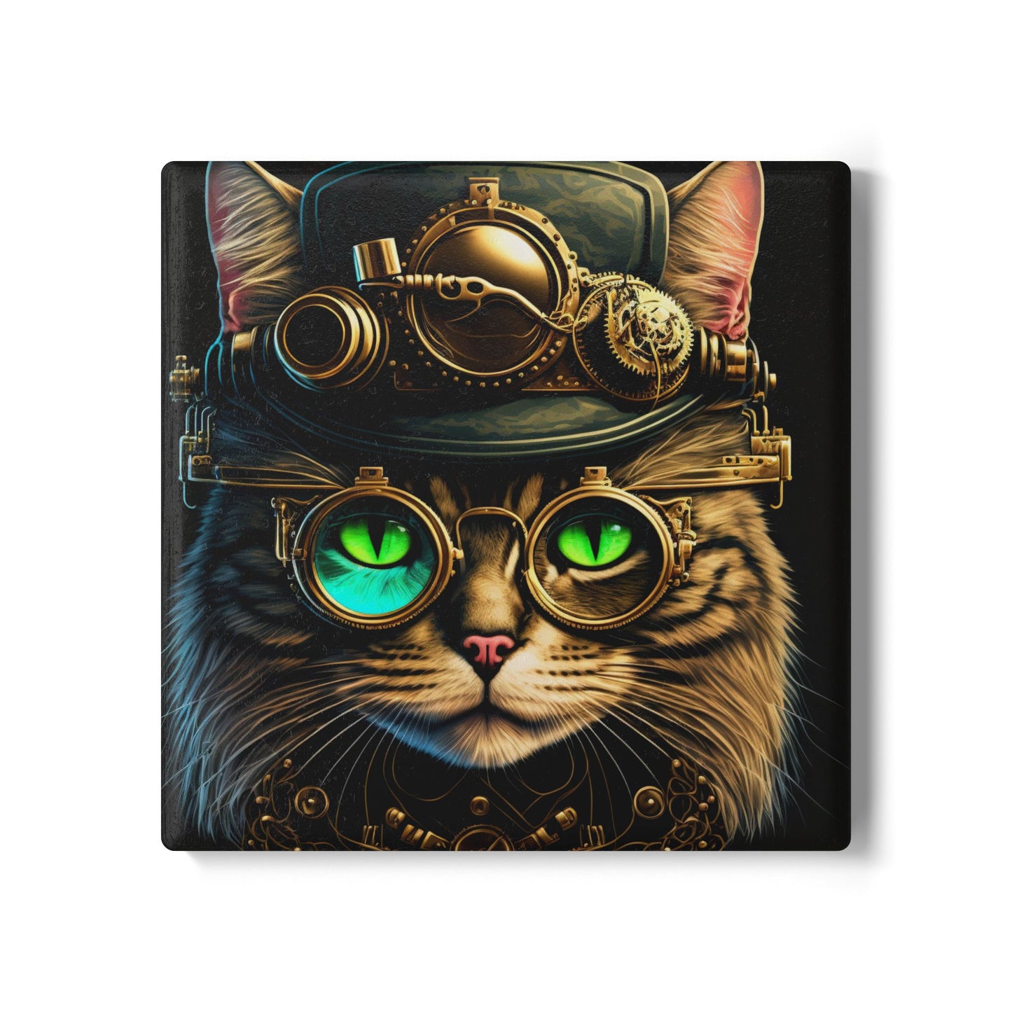Ceramic Coaster, Steampunk Cat Top Hat, Cats, Steampunk Designs