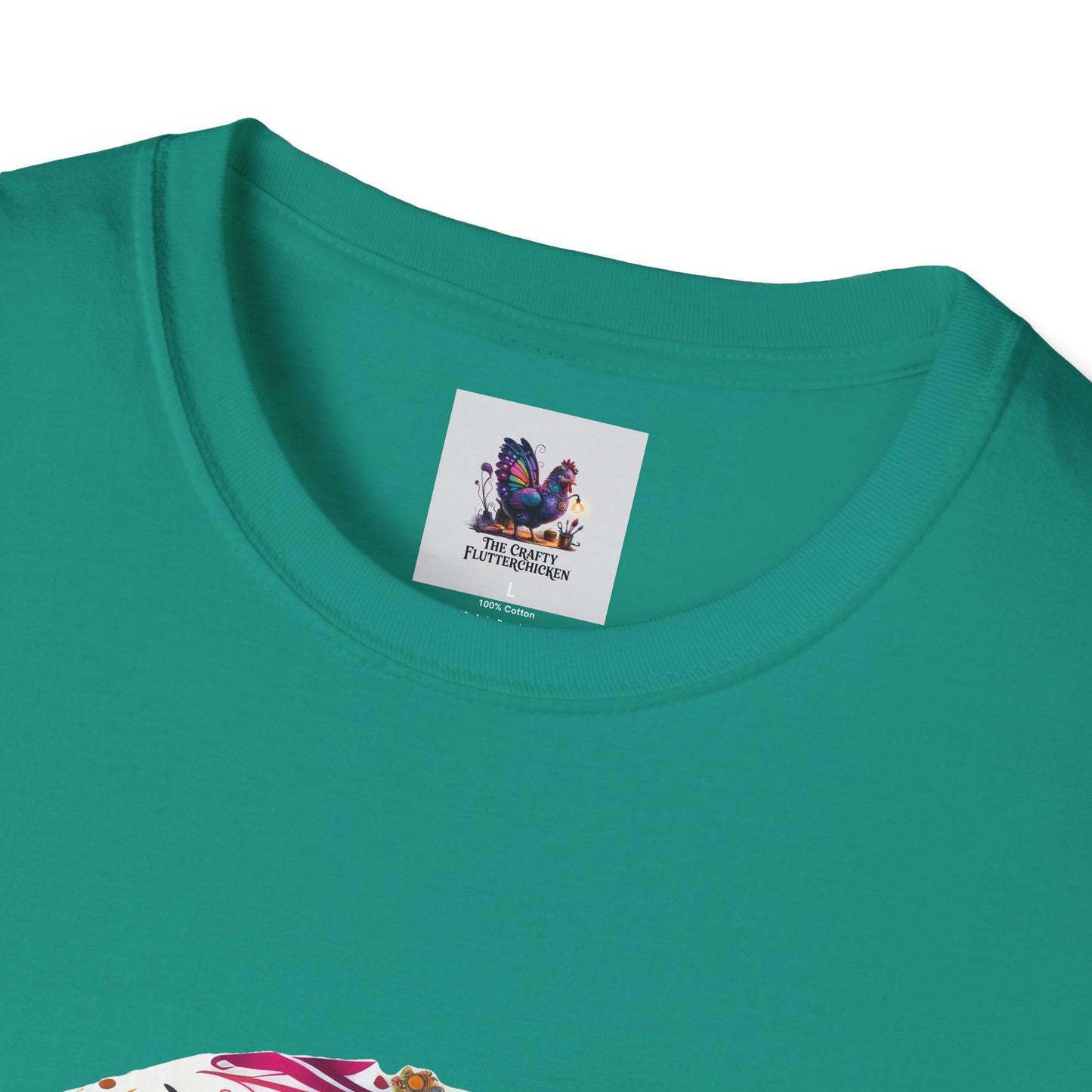 Colorful Sugar Skull Art Unisex Softstyle T-Shirt, Colorful Tee, Cute Graphic Shirt