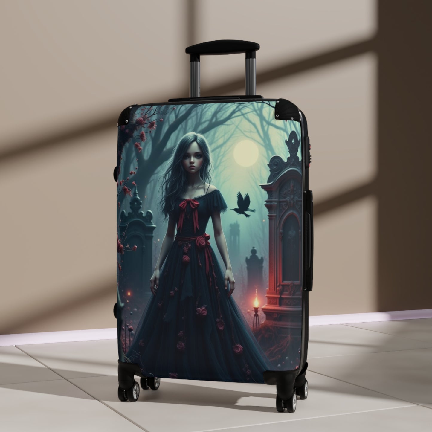 Genevieve Gothic Traveling Suitcase - Haunted Adventure Luggage, Spooky Vampire Vacation Bag, Unique Travel Gear, Halloween Travel Essentials, Dark [...]