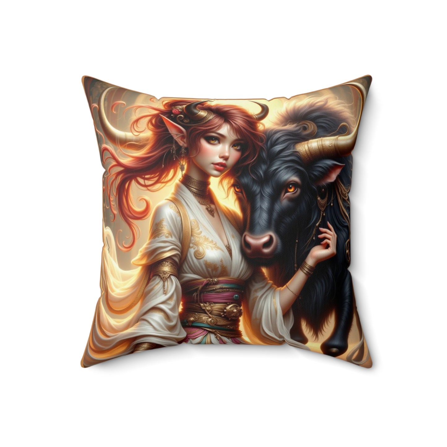 Zodiac Taurus, Bohemian Tarot-Inspired Decorative Pillow | Perfect for Home, Gifts, Festivals, and Cozy Spaces, Astrology Decor, Boho Accent