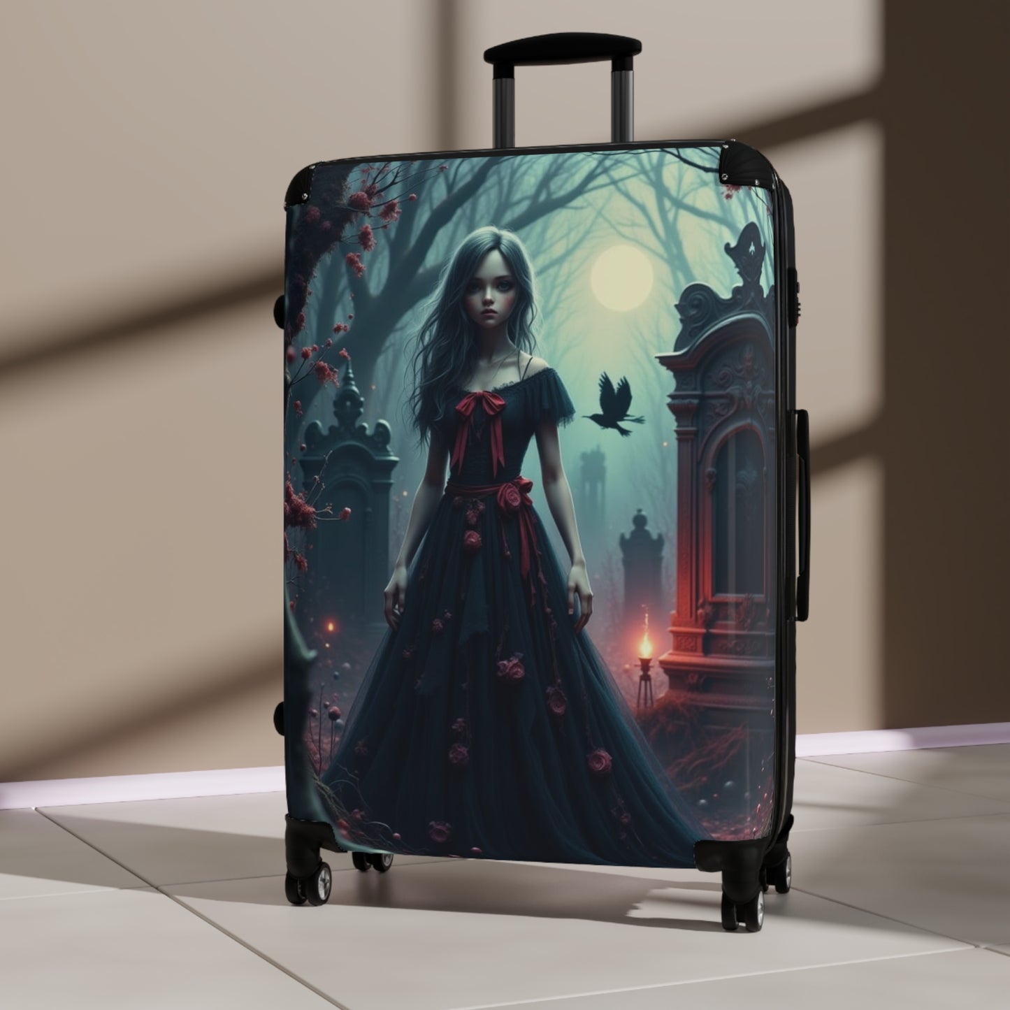 Genevieve Gothic Traveling Suitcase - Haunted Adventure Luggage, Spooky Vampire Vacation Bag, Unique Travel Gear, Halloween Travel Essentials, Dark [...]