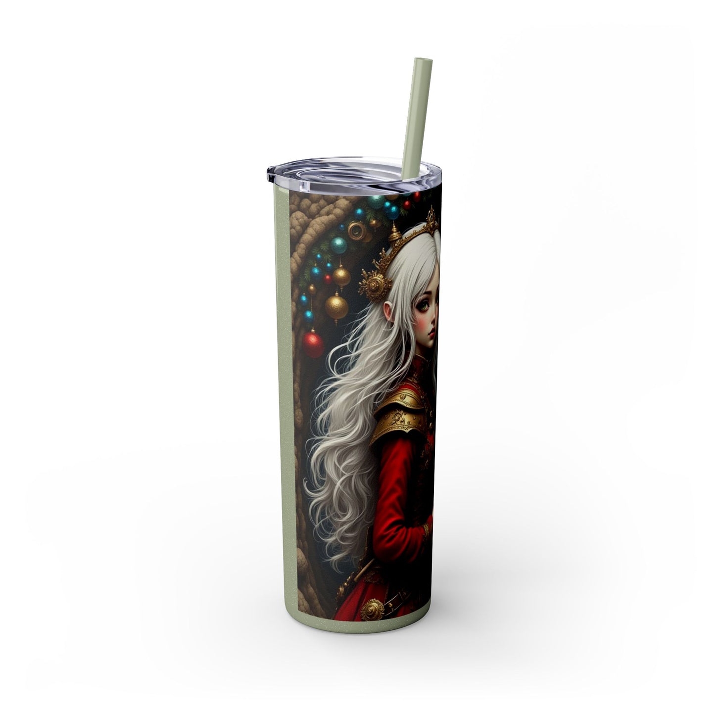 Whimsical Winter Skinny Tumbler with Rabbit Design, Christmas Gift, Holiday Drinkware, Fun Travel Mug, Cute Beverage Container