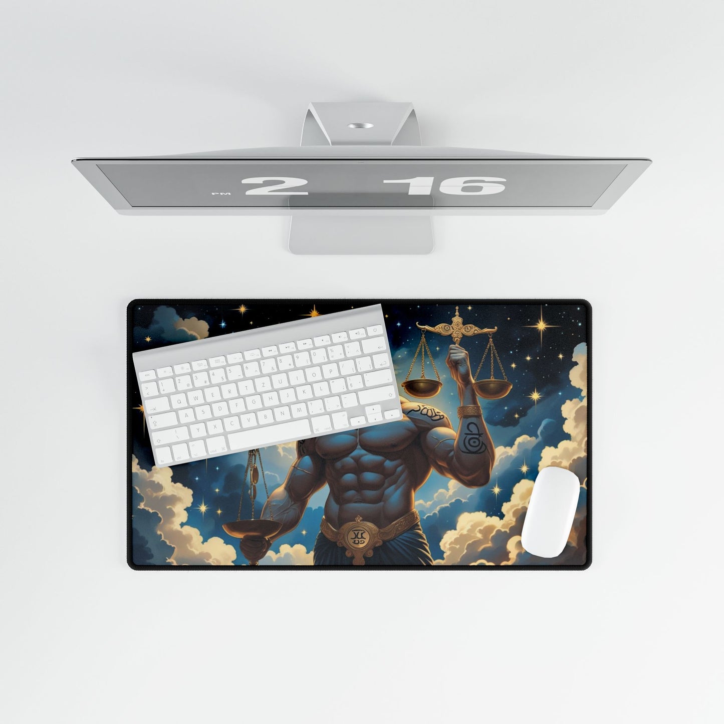 Celestial Justice Desk Mat | Astrological Decor, Gamer Accessories, Office Gift, Unique Workstation Decor, Home Office Essentials
