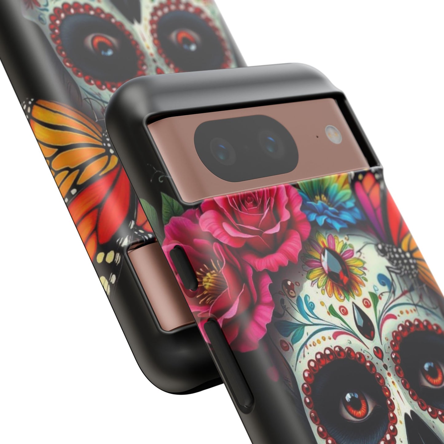 Colorful Sugar Skull Phone Case, Day of the Dead Case, Floral Phone Cover, Flower Skull Design, Edgy Phone Accessory