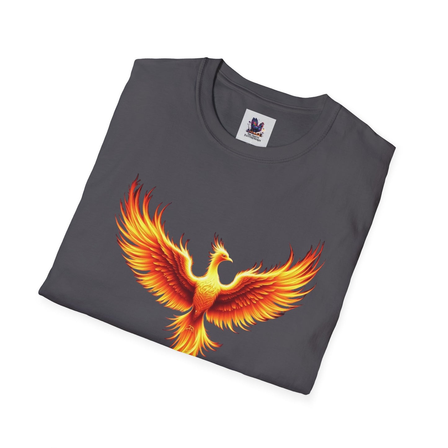 Colorful Phoenix Art Unisex Softstyle T-Shirt, Colorful Tee, Nature-Inspired Apparel, Cute Graphic Shirt