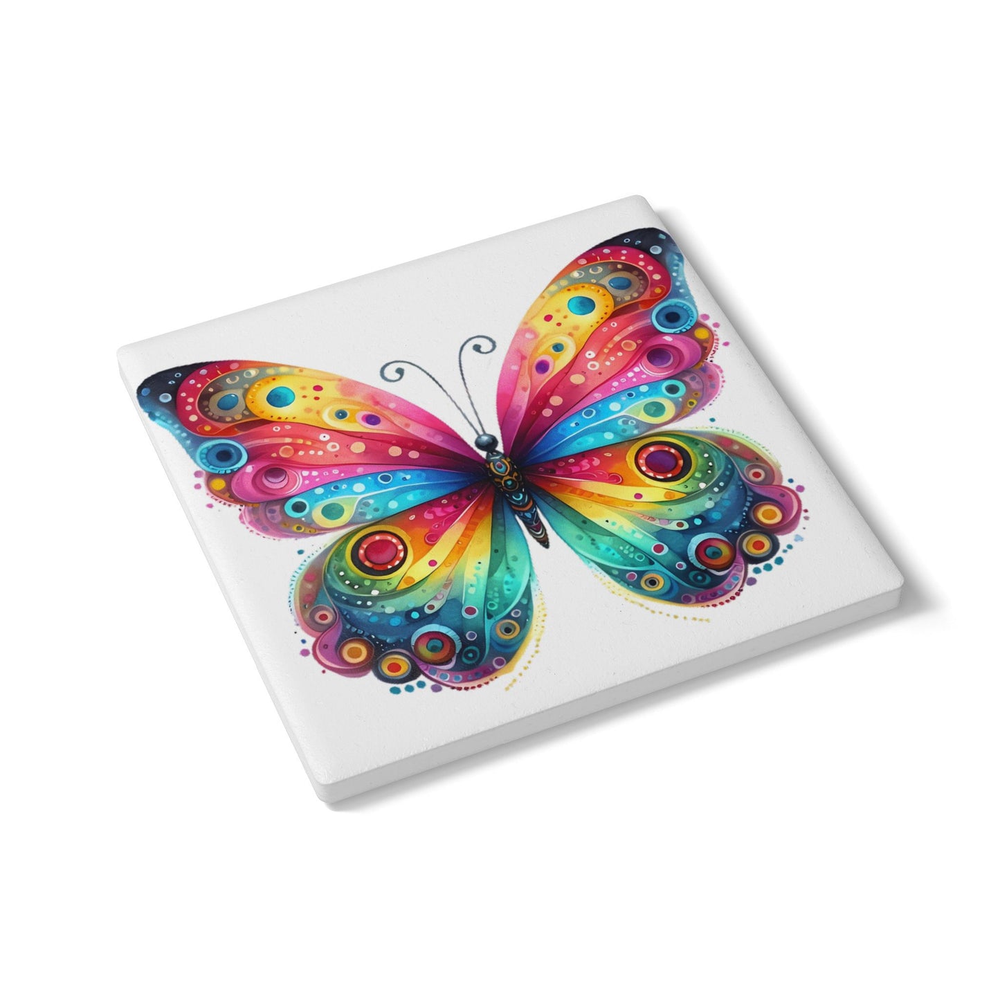Ceramic Coaster, Rainbow Butterfly