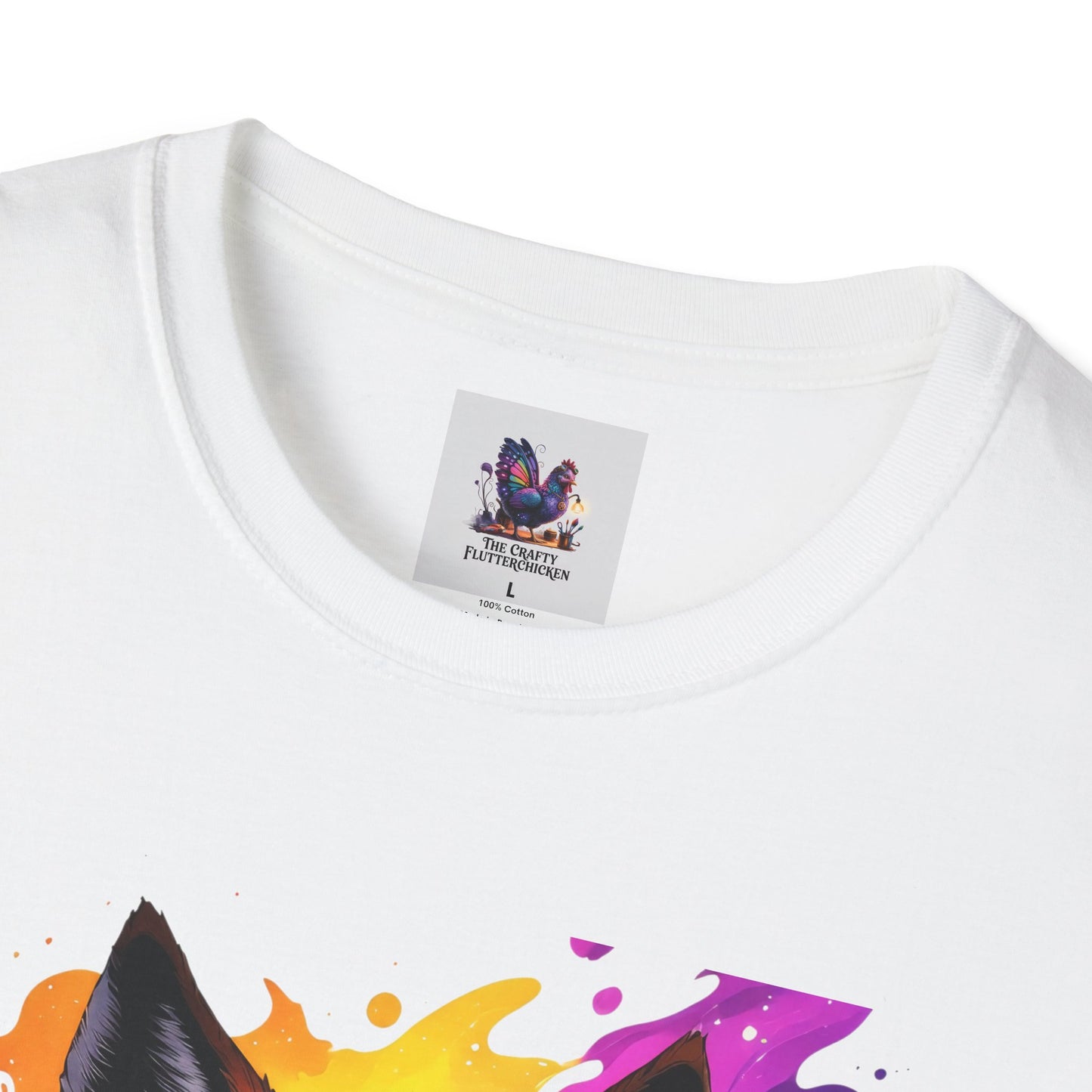 Colorful Wolf Art Unisex Softstyle T-Shirt, Animal Lover Gift, Colorful Tee, Nature-Inspired Apparel, Cute Graphic Shirt