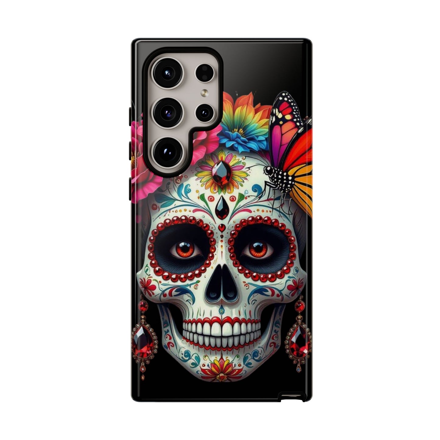 Colorful Sugar Skull Phone Case, Day of the Dead Case, Floral Phone Cover, Flower Skull Design, Edgy Phone Accessory