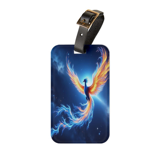 Vibrant Phoenix Luggage Tag, Travel Accessory, Personalized Gift, Baggage Identifier, Ideal for Adventurers