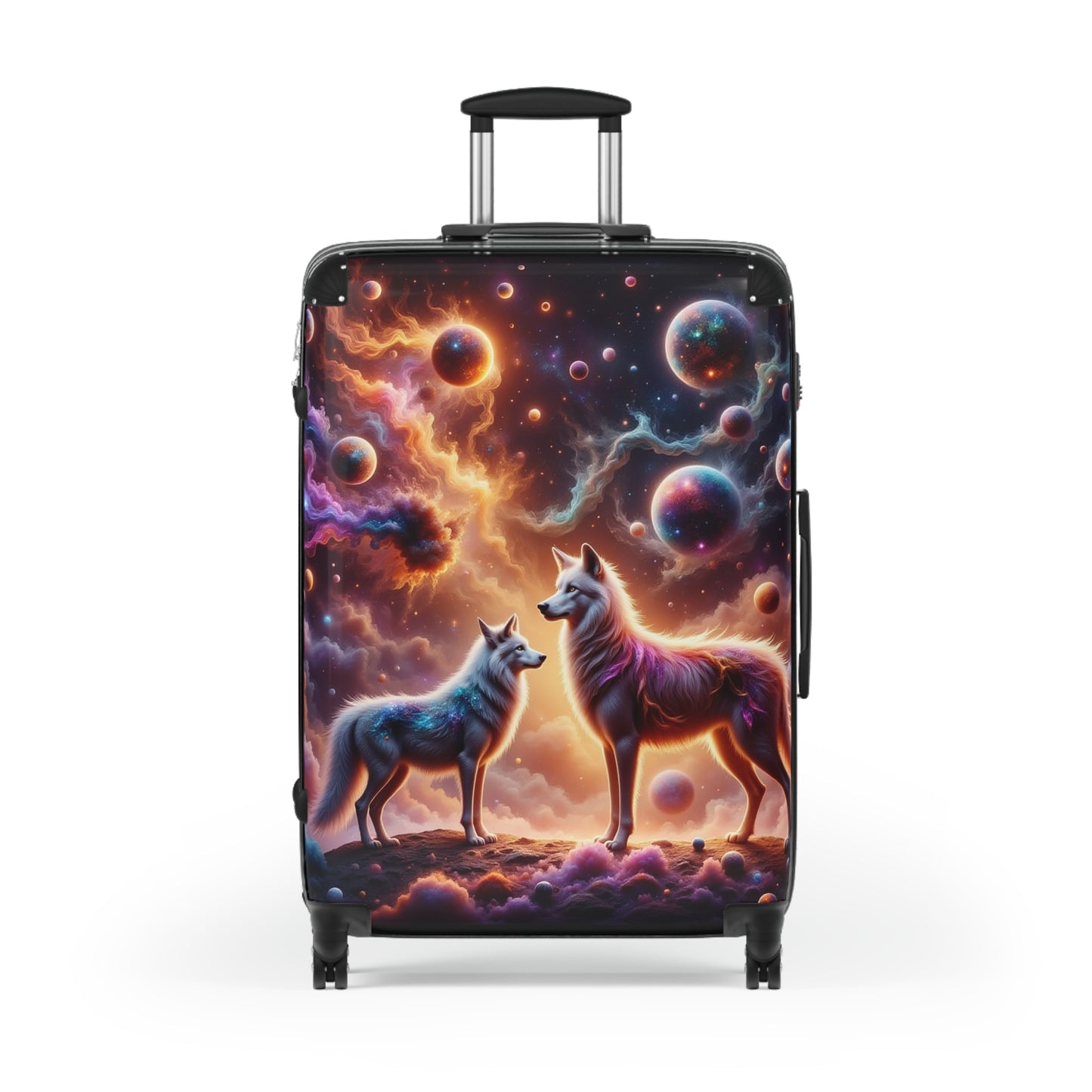 Celestial Wolves Suitcase - Unique Travel Luggage, Cosmic Dog Theme, Perfect for Adventurers, Gifts for Him/Her, Animal Lover Travel Gear