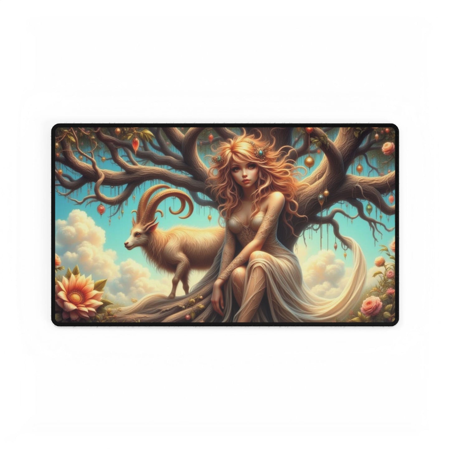 Artistic Desk Mat with Nature Scene, Desk Accessories, Home Office Decor, Gift for Creatives, Unique Workstation Mat