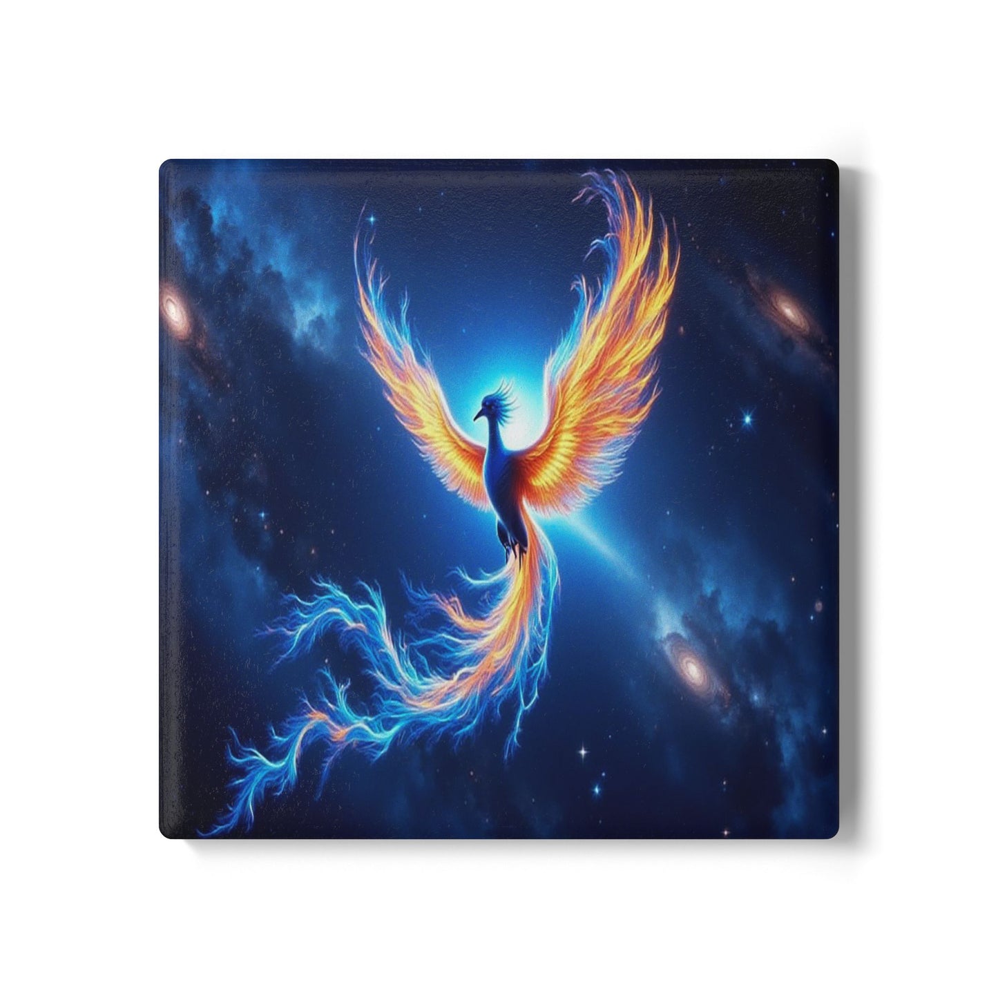 Celestial Phoenix Ceramic Coaster, Fantasy Home Decor, Gift for Eagle Owl Lovers, Table Decor, Coffee Mug Mat